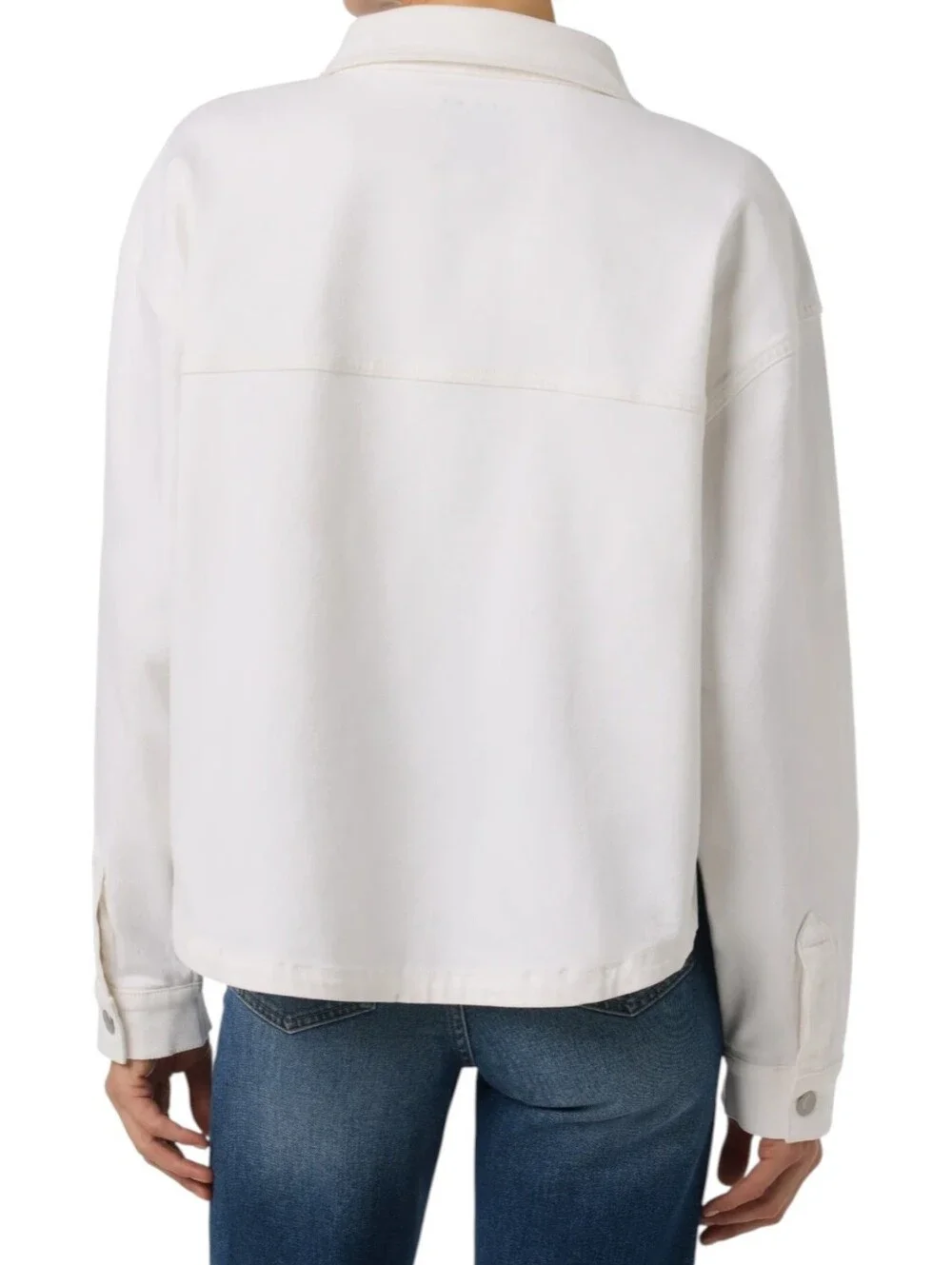 Joe’s Jeans White Denim Oversized Jacket • Curved Shirttail Hem